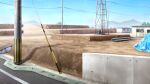  blue_sky building crane_(machine) day desert fence game_asset house kouyoku_senki_exs-tia mountain mountainous_horizon no_humans non-web_source official_art outdoors power_lines railroad_tracks road rock scenery self-datamine shadow sky street tree utility_pole visual_novel_cg 