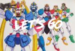  arm_up bishoujo_senshi_sailor_moon black_hair blonde_hair blue_bow blue_hair bow brown_hair commentary_request cosplay english_text fukano_youichi g_gundam gundam hand_on_own_hip hands_on_own_hips highres long_hair looking_at_viewer mecha mecha_focus mechanical_hair no_humans nobel_gundam official_artist_extra pink_bow ponytail purple_bow red_bow robot sailor_jupiter sailor_jupiter_(cosplay) sailor_mars sailor_mars_(cosplay) sailor_mercury sailor_mercury_(cosplay) sailor_moon sailor_moon_(cosplay) sailor_moon_pose sailor_venus sailor_venus_(cosplay) short_hair simple_background standing traditional_media twintails v v-fin very_long_hair white_background 
