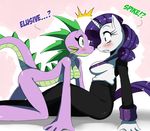  2012 ? anthro anthrofied blue_eyes blush breasts clothing crossgender dragon duo english_text equine eye_contact eyelashes female friendship_is_magic fur green_eyes hair horn horse mammal my_little_pony nude pony purple_hair purple_scales rarity_(mlp) scalie shaded sitting spike_(mlp) spikes sssonic2 text unicorn what white_fur 