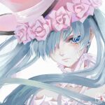  1boy 2226480274 absurdres aristocratic_clothes blue_eyes blue_hair chinese_commentary ciel_phantomhive ciel_phantomhive_(robin_dress) closed_mouth collar commentary_request crossdressing crossdressing_(mtf) crying earrings flower frilled_collar frills hair_over_one_eye hat hat_flower highres jewelry kuroshitsuji male_focus pink_hat portrait ribbon solo stud_earrings tears trap twintails watermark weibo_watermark white_background 