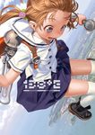  character_request flying murata_renji original sailor_collar_lift school_uniform serafuku skirt solo thighhighs white_legwear 