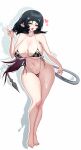  1girl absurdres animal_ears animal_print barefoot bikini black_hair breasts cow_print cow_print_bikini cum cum_on_body cum_on_breasts cum_on_hair cum_on_legs cum_on_stomach facial feet full_body hand_up heart highres jane_doe_(zenless_zone_zero) kuneko_art large_breasts long_hair looking_at_viewer mouse_ears mouse_girl mouse_tail multicolored_hair navel print_bikini red_hair shadow sharp_tail simple_background solo swimsuit tail thighs toes tongue tongue_out very_long_tail white_background zenless_zone_zero 