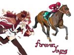  1boy 1girl animal_ears black_boots boots bridle brown_hair chain_necktie character_name choker commentary creature_and_personification ears_through_headwear english_commentary fedora forever_young_(racehorse) forever_young_(racing)_(umamusume) forever_young_(umamusume) goggles green_choker green_eyes hat helmet highres horse horse_ears horse_girl horse_racing jacket jockey long_hair long_sleeves looking_at_viewer mappleon1 midriff multicolored_hair navel necktie pants personification purple-tinted_eyewear racing_colors real_life red_helmet red_jacket red_streaks reins running sakai_ryusei saudi_cup shorts shorts_under_skirt simple_background skirt streaked_hair sunglasses thighhighs tinted_eyewear umamusume white_background white_necktie white_pants white_skirt white_streaks 