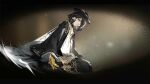  1girl amaia_(arknights) arknights artist_request black_hair black_hat check_artist chuzenji cowboy_shot eye_pov game_asset gloves hair_over_one_eye hat highres looking_at_viewer official_art parted_lips reaching reaching_towards_viewer short_hair sitting third-party_source yellow_gloves 