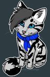  blue_eyes cat chibi feline feral fur grey_fur hair mammal octobertiger plain_background scarf white_fur 