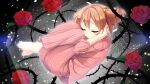  1girl aragaki_akira barefoot buttons closed_eyes closed_mouth curled_up floating flower game_asset hair_ornament hand_on_own_head kamitsure_~7_no_nijou_fushigi~ knee_to_chest legs_together mizuki_kotora non-web_source one_side_up orange_hair pajamas pink_pajamas rose self-datamine short_hair tentacles thorns 