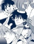  5boys :d bad_id beretta_de_camera blacksmith_(ragnarok_online) cigarette closed_mouth commentary_request facial_hair goatee greyscale high_priest_(ragnarok_online) hunter_(ragnarok_online) kawamoto_yuutarou looking_afar looking_at_viewer monochrome multiple_boys open_mouth portrait priest_(ragnarok_online) ragnarok_online shirt short_hair smile smoking super_novice_(ragnarok_online) turtleneck turtleneck_shirt 