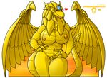  &lt;3 absurd_res absurdly_absurd_res alpha_channel big_breasts blonde_hair blush breasts claws dragon feathers female hair hi_res lips long_hair looking_at_viewer navel nipple_piercing nipples nude piercing red_eyes scalie smile solo spikes standing thighs walter_sache wide_hips winged_dragon_of_ra wings yellow_nipples yellow_skin yu-gi-oh 