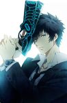  bad_id bad_pixiv_id black_hair dominator_(gun) formal gun handgun kazu_sanbon kougami_shin'ya male_focus necktie psycho-pass solo suit weapon 