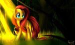  absurd_res arthropod blue_eyes cutie_mark equine female feral fluttershy_(mlp) forest friendship_is_magic grass hair hi_res horse insect ladybug light mammal my_little_pony outside pegasus pink_hair pony solo tree vardastouch wings wood 