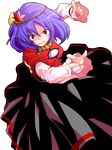  alphes_(style) angry bad_id bad_pixiv_id dairi dress hair_ornament leaf maple_leaf mirror parody purple_hair red_eyes rope shimenawa short_hair solo style_parody touhou transparent_background yasaka_kanako 