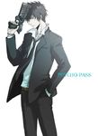  bad_id bad_pixiv_id black_hair dominator_(gun) formal fujiko_(siokoji) gun handgun kougami_shin'ya male_focus necktie psycho-pass solo suit weapon 