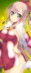  blonde_hair blush breasts character_request earrings green_eyes hair_ornament hoop_earrings jewelry kashiwamochi_yomogi large_breasts long_hair looking_at_viewer mole sengoku_collection smile solo 