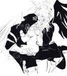  3boys ahegao anal antenna_hair arm_guards armlet armored_boots artist_name asymmetrical_wings back blush boots cloak closed_eyes closed_mouth clothes_grab covered_eyes cracked_skin drooling english_commentary feathered_wings feet_out_of_frame fingerless_gloves fingernails from_behind full_body gauntlets gloves grabbing_another's_ass grabbing_another's_hair groping hair_between_eyes hair_over_eyes half-closed_eyes halo halo_behind_head hand_on_another's_head hand_on_another's_shoulder hand_up heart highres holding_another's_hair honkai:_star_rail honkai_(series) hood hooded_cloak jewelry looking_up male_focus moaning monochrome multiple_boys multiple_persona neck_tattoo open_mouth pants penis phainon_(flame_reaver)_(honkai:_star_rail) phainon_(honkai:_star_rail) phainon_(khaslana)_(honkai:_star_rail) selfcest sex short_hair simple_background sitting size_difference smile spread_legs sun_symbol sun_tattoo tattoo teeth tongue torn_clothes torn_pants uncensored waist_cape wings yaoi youn_(enden) 
