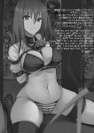  1girl absurdres artist_self-reference ball_gag bdsm bondage bound bound_arms bra breast_bondage breasts chain chain_leash collar commentary cover cover_page eimi_(harris_hero) english_text frogtie gag gag_around_neck greyscale harris_hero highres kidnapped large_breasts leash looking_at_viewer medium_hair monochrome navel original panties photo_(object) rope saliva shibari shirt sitting striped_clothes striped_panties text_focus underwear ungagged unworn_gag wariza 