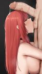  1boy 1girl absurdres armpit_crease black_background black_choker blush breast_press breasts choker closed_eyes commentary cum cum_on_hair cumdrip cumdrip_from_penis english_commentary erection eyelashes fellatio from_side goddess_of_victory:_nikke hetero highres large_breasts large_penis licking licking_testicle lipstick_mark lipstick_mark_on_penis lipstick_mark_on_testicles lipstick_ring long_hair nipples nude oral penis penis_on_head precum precum_drip rapi_(nikke) rapi_(red_hood)_(nikke) red_hair saliva sideboob simple_background solo_focus testicle_sucking testicles tongue tongue_out twitching_penis uncensored yunareas 