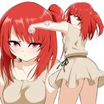  :t bad_id bad_pixiv_id brown_dress dress from_behind long_hair magi_the_labyrinth_of_magic mattari_yufi morgiana one_side_up pout red_eyes red_hair solo 