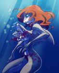  aquatic big_breasts bikini blue_eyes breasts clothed clothing female fish gnzg hair marine mouth_breasts nom red_hair sea shark sharktits skimpy swimming swimsuit tight_clothing torn_clothing water what 
