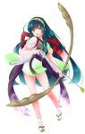  1girl :d absurdres ahoge arrow_(projectile) bow_(weapon) brown_sandals edomura_niniko full_body gradient_clothes gradient_kimono green_hair green_hairband green_kimono hairband highres holding holding_bow_(weapon) holding_weapon japanese_clothes kimono long_hair looking_at_viewer official_art okobo open_mouth platform_sandals sandals short_kimono short_sleeves simple_background smile solo standing standing_on_one_leg tabi touhoku_zunko transparent_background two-tone_kimono very_long_hair voiceroid weapon white_kimono yellow_eyes 
