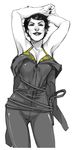 1girl bat_symbol batman_(series) bra catwoman dc_comics female short_hair smile solo spot_color underwear unzipped whip 