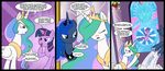  blue_eyes blue_hair comic crown cutie_mark dialog dialogue english_text equine female feral friendship_is_magic group hair horn horse madmax mammal multi-colored_hair my_little_pony pegasus pony princess princess_celestia_(mlp) princess_luna_(mlp) purple_eyes royalty stained_glass text twilight_sparkle_(mlp) unicorn winged_unicorn wings 