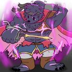  1boy abs animal_ears bara bear_boy bear_ears cape claws english_commentary fire_emblem fire_emblem:_path_of_radiance fire_emblem_shadows furry furry_male green_headband headband highres holding holding_sword holding_weapon ike_(fire_emblem) ike_(radiant_merc)_(fire_emblem) looking_at_object male_focus muscular muscular_male pectorals ragnell red_cape romesketches scar scar_across_eye scar_on_face scratching_head sword torn_clothes weapon 