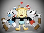 :d animate_inanimate bendy_straw big_nose biped black_clothing black_shirt black_topwear bloomers blue_bottomwear blue_clothing blue_nose blue_shorts blue_skirt bottomwear brother_(lore) brothers_(lore) brown_clothing brown_footwear brown_shoes clothing container cup cuphead_(character) cuphead_(game) drinking_straw eyelashes female female_humanoid footwear for_a_head gloves goblet grey_body grey_skin group handle handwear hi_res humanoid male male_humanoid markings mole_(marking) ms._chalice mug mugman not_furry object_head pie_cut_eyes red_bottomwear red_clothing red_nose red_shorts responsible_drama_86 shirt shoes shorts sibling_(lore) skirt small_nose smile studio_mdhr teeth topwear trio twins_(lore) white_bloomers white_clothing white_gloves white_handwear yellow_body yellow_clothing yellow_footwear yellow_nose yellow_shoes yellow_skin