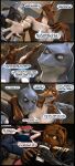 3d_(artwork) 5_fingers abs absurd_res anthro aquatic arm_tattoo athletic athletic_anthro athletic_male back_tattoo bear big_breasts black_nose boots bottomwear breasts brown_bear brown_body brown_fur brown_hair brown_skin clothed clothing coffee_cup comic container cup dasha_(petruz) dialogue digital_media_(artwork) drinking english_text female fingers fish footwear fur great_white_shark grey_body grey_skin ground_shark group hair hammerhead_(petruz) hammerhead_shark hi_res humanoid_hands istio_(petruz) locker locker_room mackerel_shark male mammal multicolored_body multicolored_skin navel pants phyrna_(petruz) red_body red_skin reindeerviking sawshark shark shirt shoes source_filmmaker_(artwork) speech_bubble spit-take storage_room tattoo teeth text topless topless_anthro topless_male topwear two_tone_body two_tone_skin ursine white_body white_shark white_skin