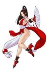  1girl breasts fan fatal_fury king_of_fighters knot large_breasts neo_geo_heroes_ultimate_shooting ponytail rope shiranui_mai snk solo 