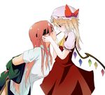  alternate_hairstyle bacho blindfold blonde_hair blush bow flandre_scarlet food hat hat_bow hong_meiling long_hair multiple_girls pocky pocky_kiss pointy_ears red_eyes restrained shared_food sharing_food side_ponytail touhou wings yuri 