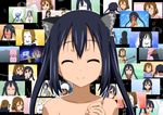  animal_ears bad_id bad_pixiv_id black_hair cat_ears closed_eyes food k-on! long_hair nakano_azusa oku_no_shi pocky 