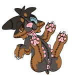 6_nipples anus australian_cattle_dog black_body black_fur blue_eyes brown_body brown_eyes brown_fur canid canine canis cattledog domestic_dog feet female feral foot_focus fur genital_focus genitals herding_dog heterochromia hi_res humanoid_genitalia isopawd mammal markings mole_(marking) multi_nipple multicolored_body multicolored_fur nipples nub_tail open_mouth pastoral_dog pawpads pink_nipples pink_nose plushie plushophilia seam_(sewing) solo stitch_(sewing) tongue tongue_out vulva