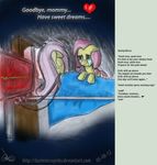  bed crying cub danteincognito death duo english_text equine female feral fluttershy_(mlp) friendship_is_magic fur green_eyes hair horse hospital mammal my_little_pony pegasus pink_hair pony sad smile tears text wings yellow_fur young 