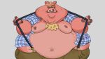 16:9 anthro biped bodily_fluids chest_tuft domestic_pig facial_piercing fatdanwich fingers hooved_fingers hooves male mammal moobs morbidly_obese morbidly_obese_anthro morbidly_obese_male nipple_piercing nipple_ring nipples nose_piercing nose_ring obese obese_anthro obese_male overweight overweight_anthro overweight_male piercing ring_piercing solo suid suine sus_(pig) suspenders sweat triple_chin tuft widescreen