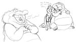 2010 alligator alligatorid anthro belly big_belly bottle bottomwear claws clothed clothing container crocodilian dialogue disney duo fan_character fangs fluffylai fur holding_bottle holding_container holding_object huge_belly louis_(tpatf) macro male micro morbidly_obese morbidly_obese_anthro morbidly_obese_male nude nude_anthro nude_male obese obese_anthro obese_male open_mouth oral_vore overweight overweight_anthro overweight_male reptile scales scalie shorts sitting sitting_on_tongue size_difference sketch soft_vore tail teeth text the_princess_and_the_frog tongue topless topless_anthro topless_male vore