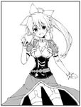  bad_id bad_pixiv_id braid breasts cleavage greyscale large_breasts leafa long_hair monochrome nean pointy_ears ponytail solo sword_art_online twin_braids 