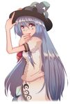  bad_id bad_pixiv_id blue_hair cream_(nipakupa) eating food fruit hat hinanawi_tenshi holding long_hair peach pointing pointing_up simple_background smile solo touhou white_background 