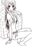  bad_id bad_pixiv_id bikini hinata_riku lineart long_hair monochrome original smile solo swimsuit 