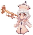  bad_id bad_pixiv_id cream_(nipakupa) hat instrument merlin_prismriver no_legs simple_background solo touhou trumpet white_background 