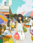  bag cloud highres kuchibiru_(lipblue) market original revision skirt sky solo_focus umbrella 