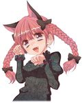  animal_ears bad_id bad_pixiv_id braid cat_ears cream_(nipakupa) extra_ears fang kaenbyou_rin open_mouth paw_pose red_eyes red_hair simple_background smile solo touhou twin_braids white_background 