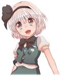  bad_id bad_pixiv_id cream_(nipakupa) konpaku_youmu looking_at_viewer open_mouth simple_background smile solo touhou white_background 