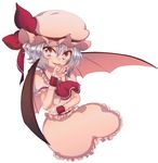  bad_id bad_pixiv_id cream_(nipakupa) fang hat no_legs red_eyes remilia_scarlet simple_background smile solo touhou white_background wings wrist_cuffs 