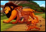  children consort cub detailed_background disney djcoulz family feline female feral lion male mammal mufasa running scar_(the_lion_king) the_lion_king uru uru_(the_lion_king) walking watermark young 