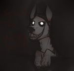  canine claws creepy creepypasta dog english_text feral glowing glowing_eyes grin mammal nightmare_fuel smile smile.dog solo teeth text voltage-x 