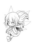  aino_yumeri blue_eyes chibi collet_brunel green_background greyscale lineart long_hair monochrome pantyhose smile solo tales_of_(series) tales_of_symphonia wings 