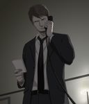  blue_eyes formal gb_(doubleleaf) hotel_dusk kyle_hyde last_window male_focus necktie notepad phone solo suit 