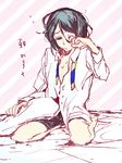  bad_id bad_pixiv_id bed blanket dress_shirt fate/zero fate_(series) male_focus mapi messy_hair necktie open_clothes open_shirt shirt sleepy solo underwear waver_velvet 