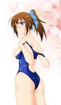  ass blush breasts brown_hair competition_swimsuit kesuida kikaijima_mogana medaka_box medium_breasts nipples one-piece_swimsuit solo swimsuit undressing 