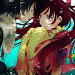  braid brown_eyes chinese_clothes eye_contact face-to-face hair_ornament hair_rings jewelry judal long_hair looking_at_another magi_the_labyrinth_of_magic neck_ring red_eyes red_hair ren_kougyoku single_braid tears uma_(mifo) 